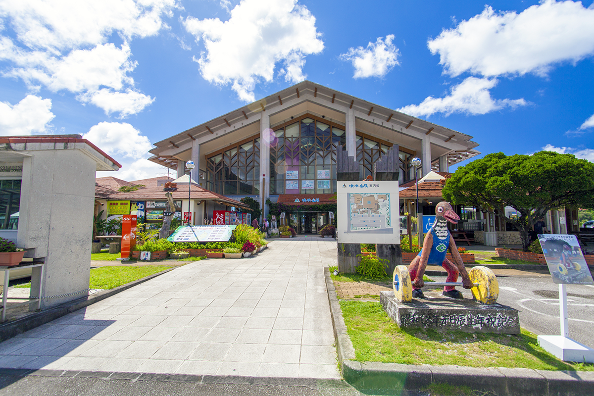 道の駅ゆいゆい国頭の広々とした店内と国頭村の特産品